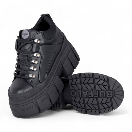Buffalo Womens Chunky Platform Black Gothic Ankle Boots - Gospher Hike-Lo - Image 4