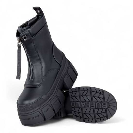 Buffalo Womens Black Chunky Platform Front Zip High Ankle Combat Boots - Gospher - Image 4