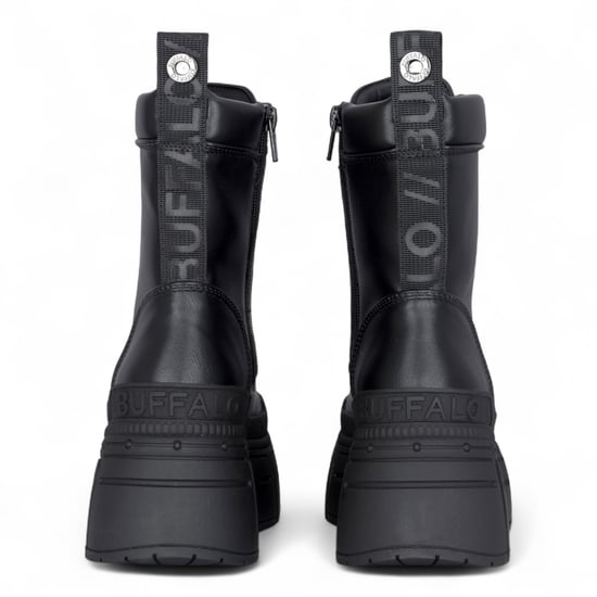 Buffalo Womens Black Chunky Platform Front Zip High Ankle Combat Boots - Gospher - Image 6