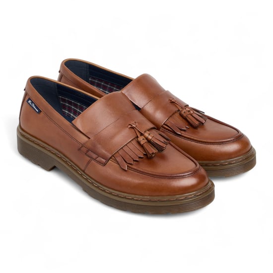 Ben Sherman Heren Bruine Leren Loafers met Kwastjes - Dudley - Image 3