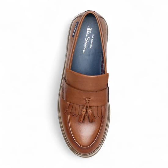 Ben Sherman Heren Bruine Leren Loafers met Kwastjes - Dudley - Image 4