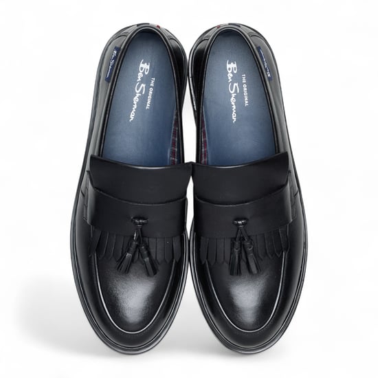 Ben Sherman Heren Zwarte Leren Loafers met Kwastjes - Dudley - Image 3