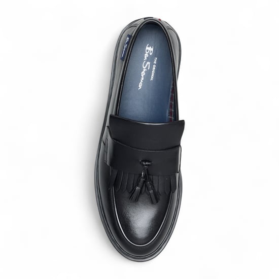 Ben Sherman Heren Zwarte Leren Loafers met Kwastjes - Dudley - Image 4