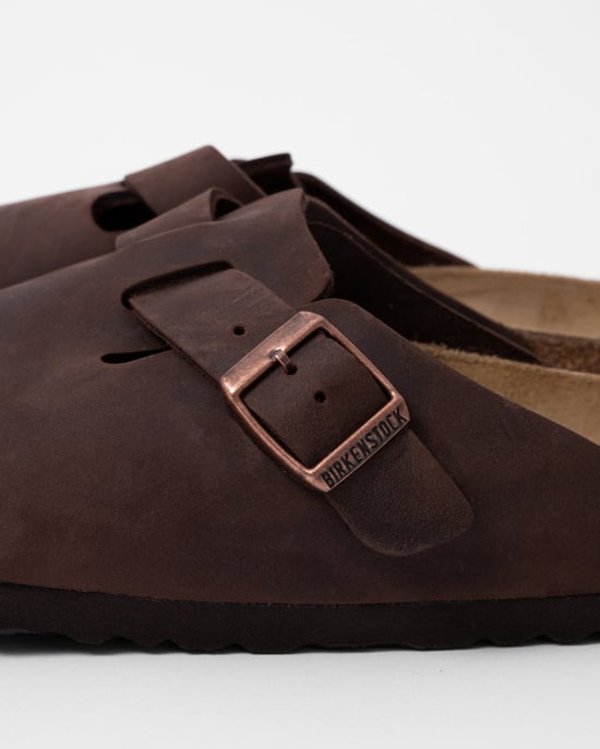 Boston Oiled Nubuck Leather Unisex Clogs - Habana Clogs in Dark Brown - Image 3