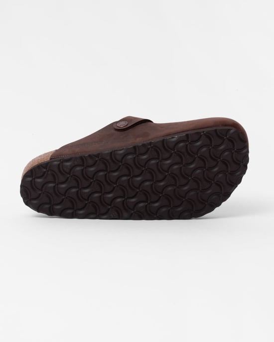 Boston Oiled Nubuck Leather Unisex Clogs - Habana Clogs in Dark Brown - Image 4