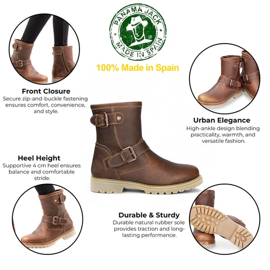 Panama Jack Women's Felina B33 Bark Waterproof Leather Buckle Ankle Boots - Image 2