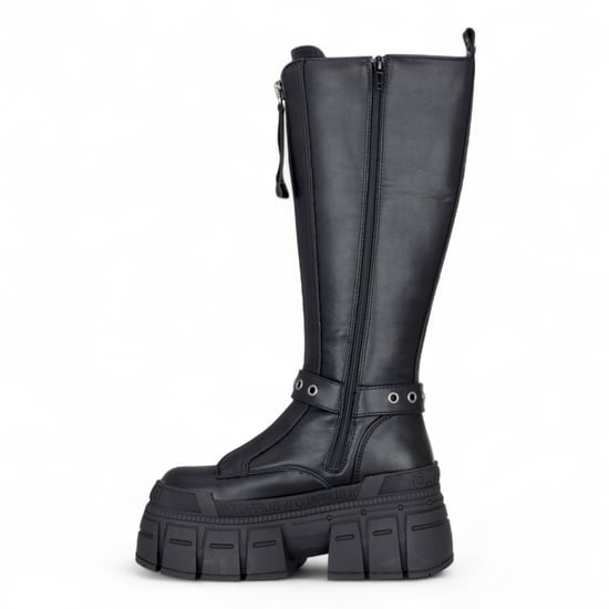 Buffalo Dames Biker Kniehoge Zwarte Chunky Goth Platform Laarzen - Gospher Hi - Image 5