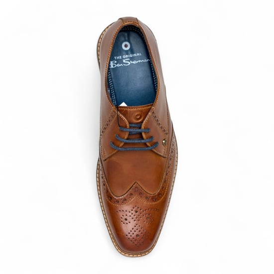 Ben Sherman Herr Bruna Läder Wingtip Oxford Brogue Finskor - Andy - Image 5