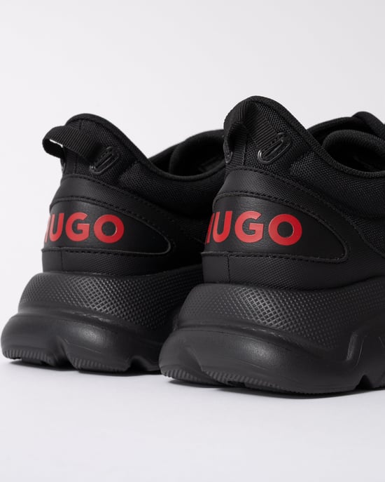 Leon Logo-counter trainers with canvas-effect fabric trainers in Black - Image 2