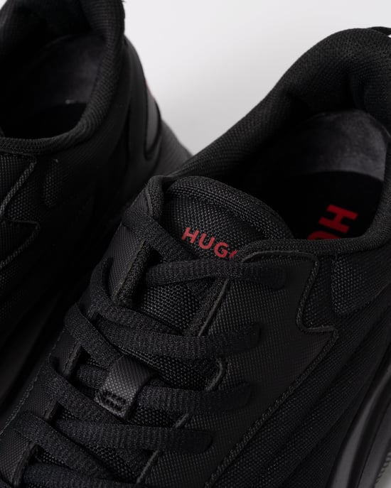 Leon Logo-counter trainers with canvas-effect fabric trainers in Black - Image 6