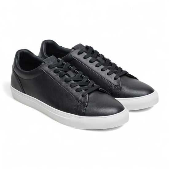 Antique Rogue Men’s Black Leather Trainer Sneaker Shoes - Gibbs - Image 3