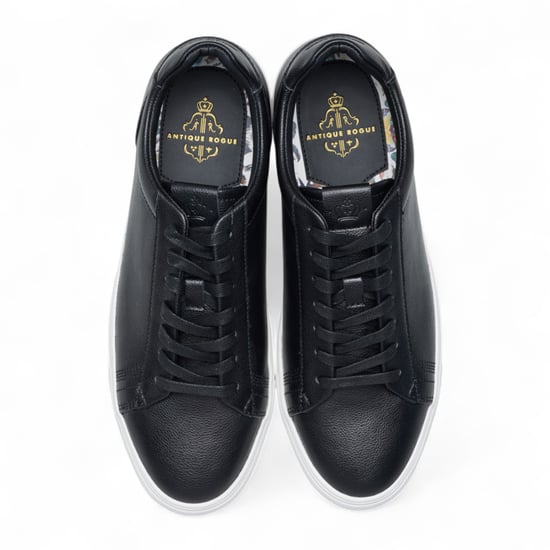 Antique Rogue Men’s Black Leather Trainer Sneaker Shoes - Gibbs - Image 4