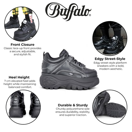 Buffalo Dames Zwarte Chunky Platform Fashion Sneakers - 1339-14 - Image 2