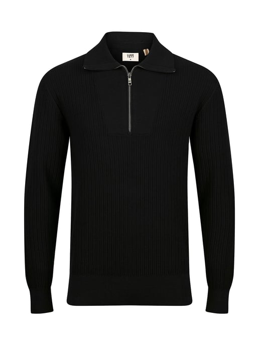 Luke 1977 Men's Lifton Quarter Zip Knitted Funnel in Black - Image 1