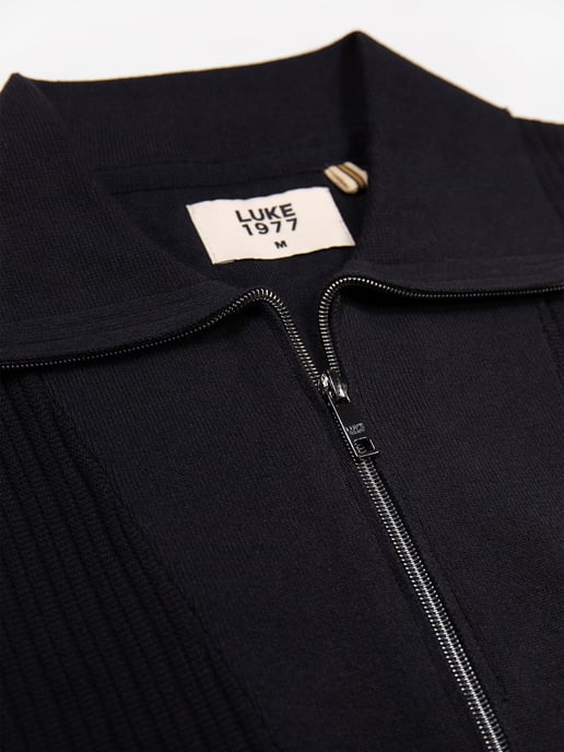 Luke 1977 Men's Lifton Quarter Zip Knitted Funnel in Black - Image 3