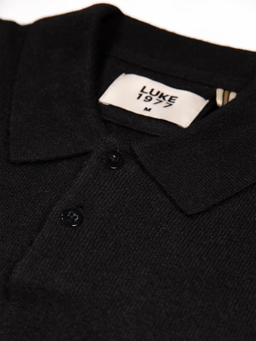 Luke 1977 Men's Kingsbridge Long Sleeve Knitted Polo in Black - Image 6