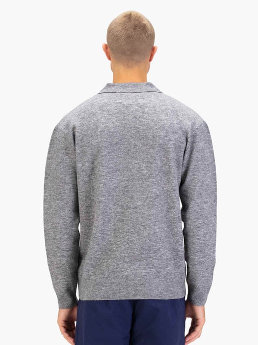 Luke 1977 Men's Kingsbridge Long Sleeve Knitted Polo in Grey - Image 4