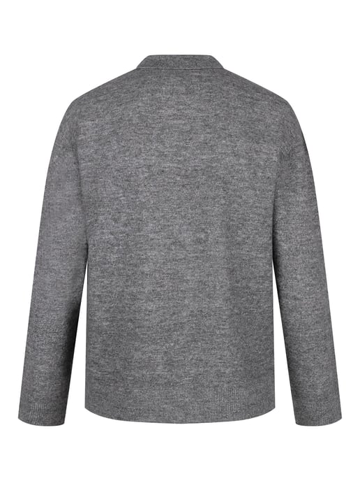 Luke 1977 Men's Kingsbridge Long Sleeve Knitted Polo in Grey - Image 5