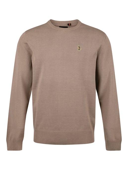 Luke 1977 Men's Gerard 3 Crew Neck Knitted Jumper in Brown - Image 1