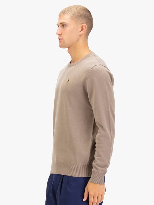 Luke 1977 Men's Gerard 3 Crew Neck Knitted Jumper in Brown - Image 3
