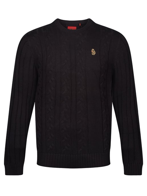 Luke 1977 Men's Morden Crew Neck Knitted Jumper in Black - Image 1