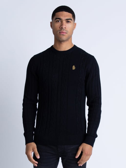 Luke 1977 Men's Morden Crew Neck Knitted Jumper in Black - Image 2