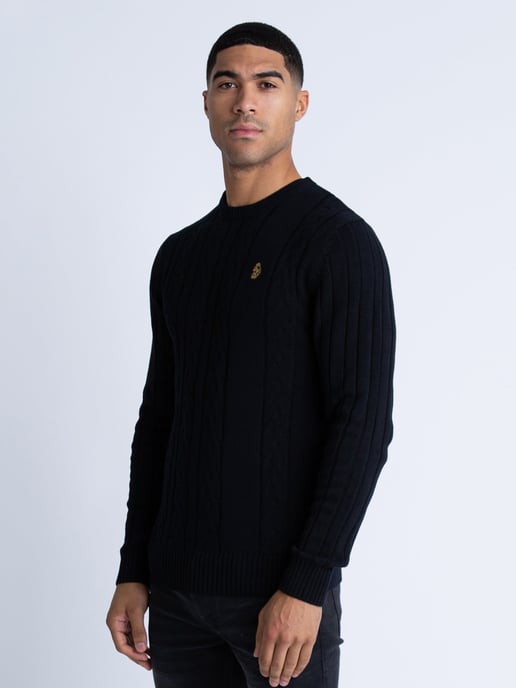Luke 1977 Men's Morden Crew Neck Knitted Jumper in Black - Image 3