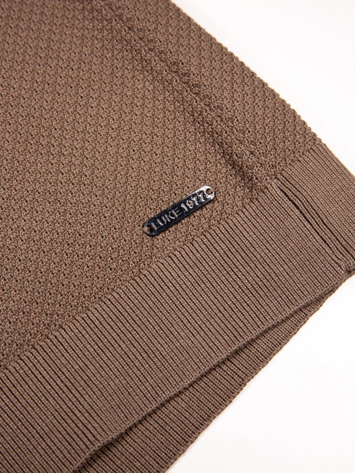 Luke 1977 Men's Ford Relaxed Fit Knitted T-Shirt in Brown - Image 6