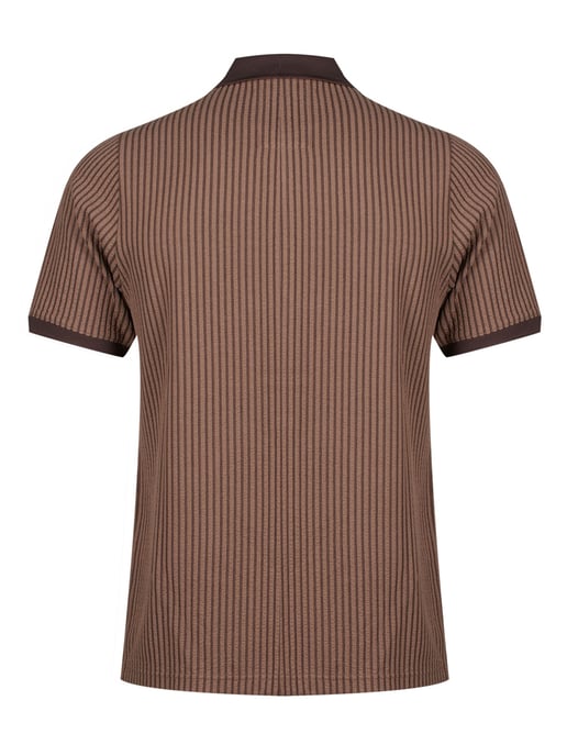 Luke 1977 Men's Matagalpa Button Up Textured Jacquard Polo in Brown - Image 2