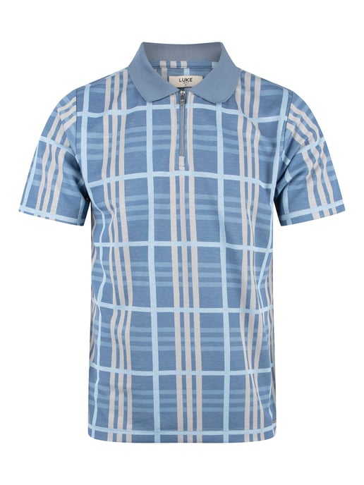 Luke 1977 Men's Fort Check Zip Polo in Blue - Image 1