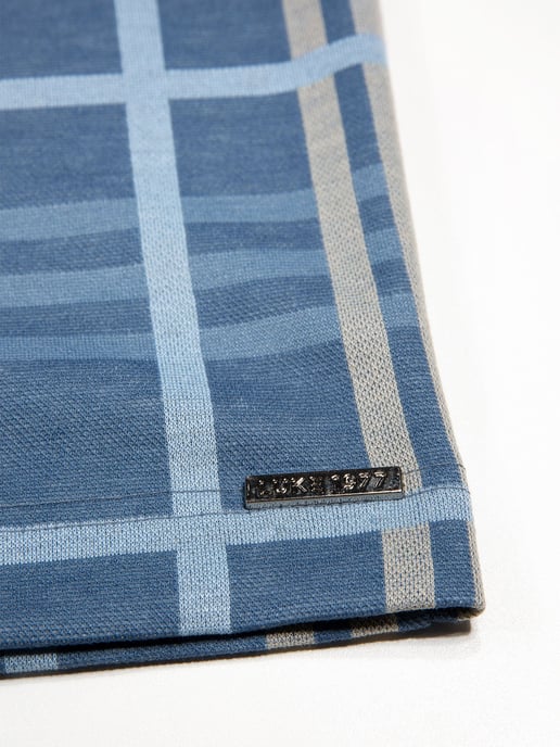 Luke 1977 Men's Fort Check Zip Polo in Blue - Image 3