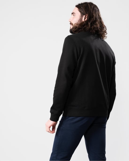 BOSS Logo Patch Sustainable Half Zip Sweatshirt - Black - Image 3