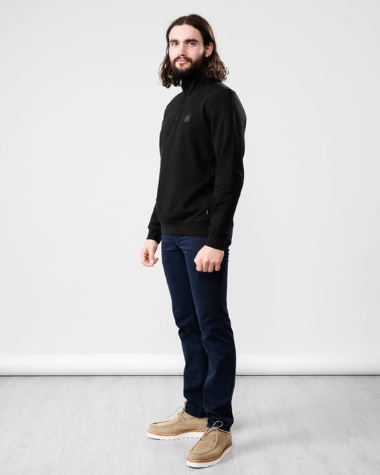 BOSS Logo Patch Sustainable Half Zip Sweatshirt - Black - Image 6