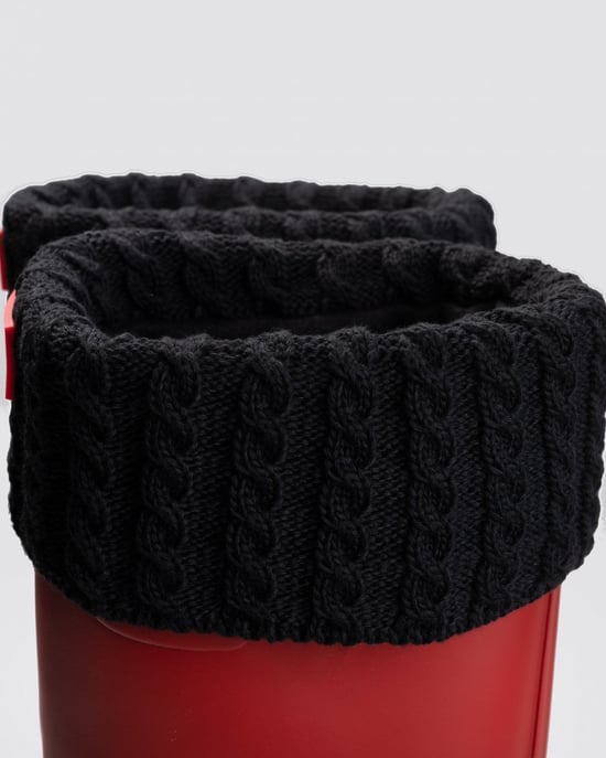 Recycled Mini Cable Tall Boot Sock Tall Sock in Black - Image 3