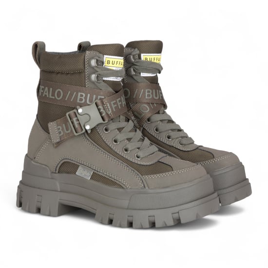 Buffalo Dames Khaki Chunky Platform Hoge Enkel Combat Boots - ASPHA-COM1 - Image 3