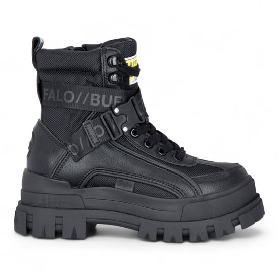 Buffalo Dames Zwarte Chunky Platform Hoge Enkel Combat Boots - ASPHA-COM1 - Image 1