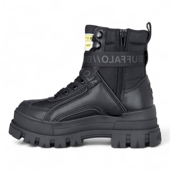 Buffalo Dames Zwarte Chunky Platform Hoge Enkel Combat Boots - ASPHA-COM1 - Image 5