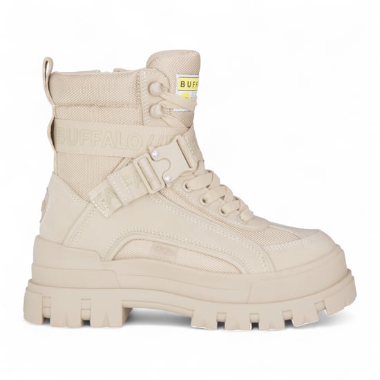 Buffalo Dames Beige Chunky Platform Hoge Enkel Combat Boots - ASPHA-COM1 - Image 1
