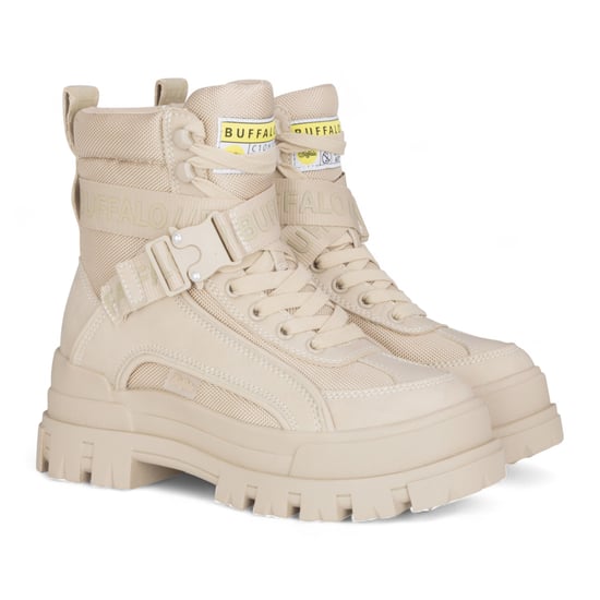 Buffalo Dames Beige Chunky Platform Hoge Enkel Combat Boots - ASPHA-COM1 - Image 3
