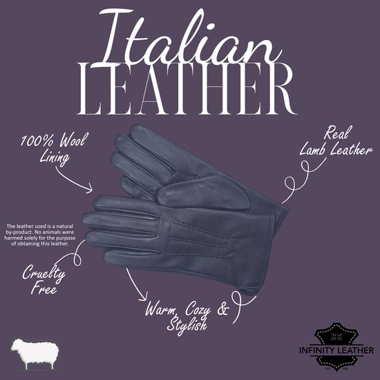 Dameshandschoenen met paarse Italiaanse leren voering en zachte wollen wintersteeklijnontwerp - Image 4
