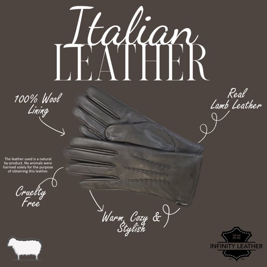 Dames winterhandschoenen met zachte wollen voering van Italiaans leer en steeklijnmotief - Image 4