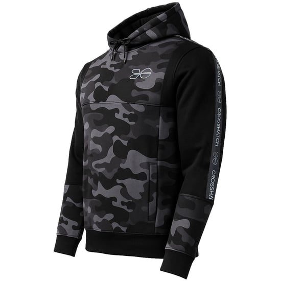 Crosshatch Logo Mens Camo Black Hoodie - Image 2