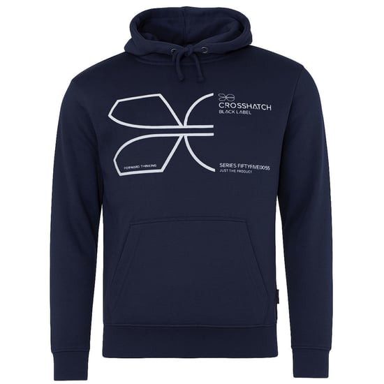 Crosshatch Cutups Mens Navy Hoodie - Image 1