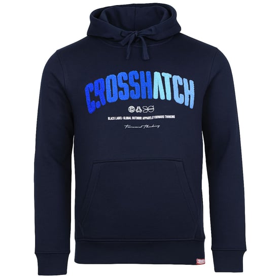 Crosshatch Chest Print Mens Navy Hoodie - Image 1