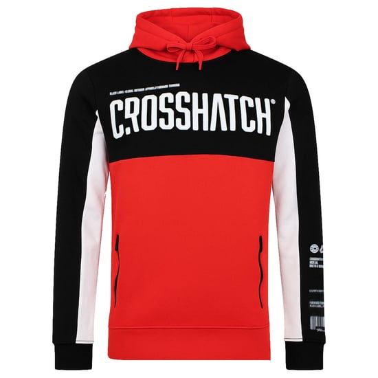 Crosshatch Compounds Panel Mens Black/Red Hoodie - Image 1