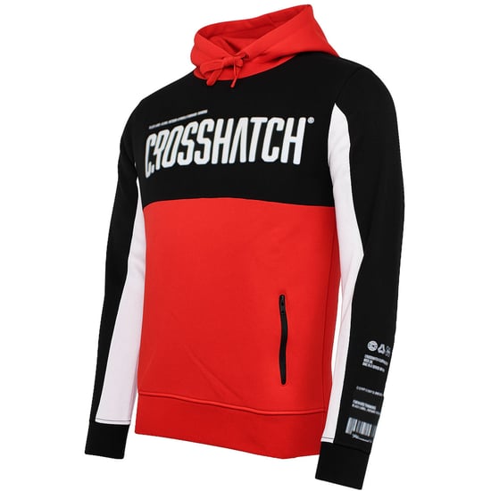 Crosshatch Compounds Panel Mens Black/Red Hoodie - Image 2