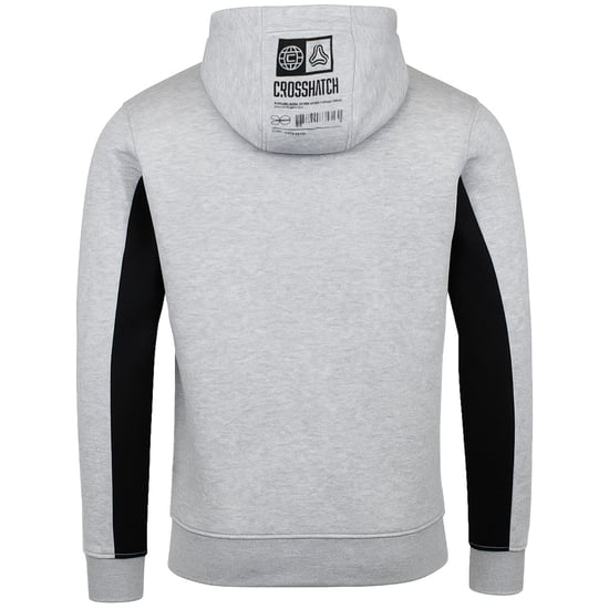 Crosshatch Panel Mens Grey Hoodie - Image 3