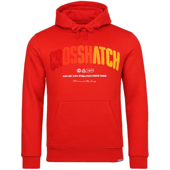 Crosshatch Chest Print Mens Red Hoodie - Image 1