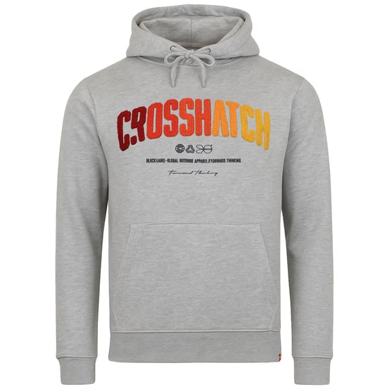 Crosshatch Chest Print Mens Grey Hoodie - Image 1