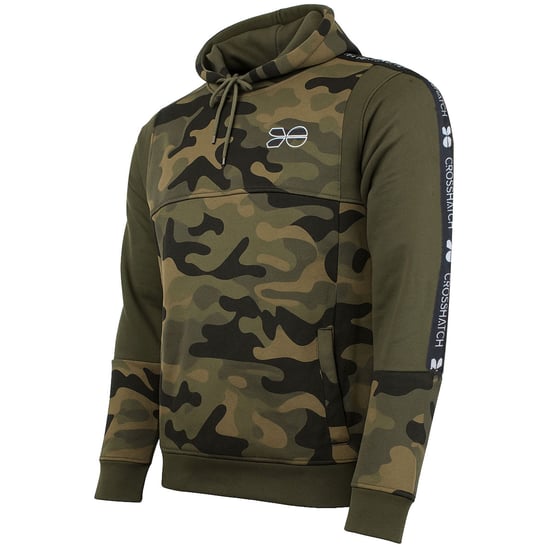 Crosshatch Logo Mens Camo Khaki Hoodie - Image 2